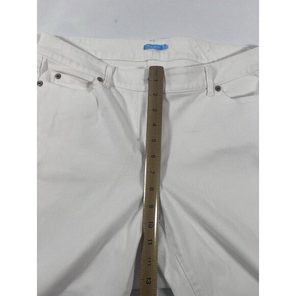 J. McLaughlin Jeans White Stretch Denim Crop Gold Hardware Size 12 Coastal - Picture 5 of 7